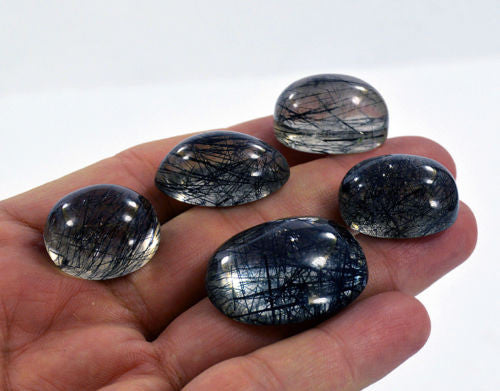 Extreme Top Quality Clear Rutille Quartz Cabochans lot of 5 Cabs From Pakistan