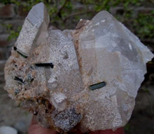 Beautiful Greenish Tourmaline Crystal Specimen With Quartz or Mica